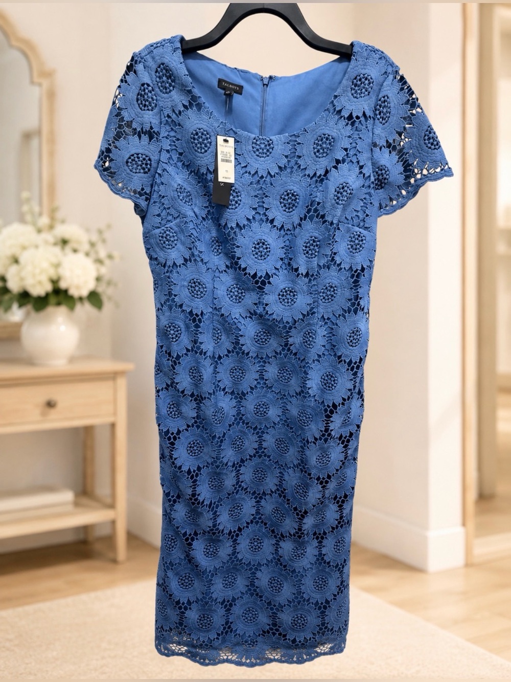 Talbots Blue Floral Lace Dress size 10 NWT
